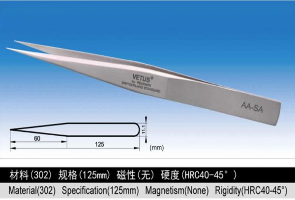 VETUS:SA系列不鏽鋼超精細高精密鑷子(AA-SA)